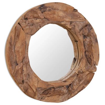 vidaXL Decorative Mirror Teak 23.6" Round