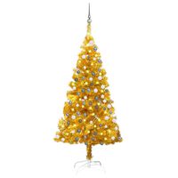 vidaXL Artificial Pre-lit Christmas Tree with Ball Set Gold 47.2" PET