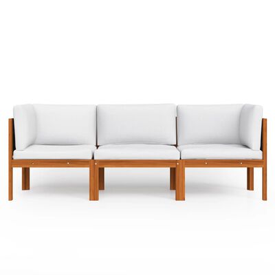 vidaXL 3-Seater Patio Sofa with Cushion Solid Acacia Wood