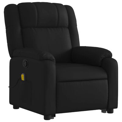 vidaXL Stand up Massage Recliner Chair Black Faux Leather