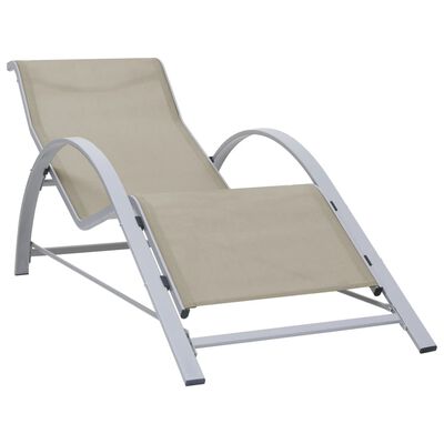 vidaXL Sun Loungers 2 pcs with Table Aluminum Cream