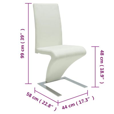 vidaXL Dining Chairs 2 pcs White Faux Leather