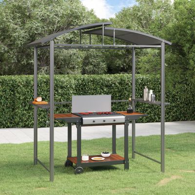 vidaXL BBQ Gazebo with Side Shelves Anthracite 82.7"x44.9"x90.6" Steel