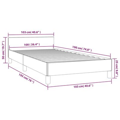 vidaXL Bed Frame with Headboard Black 39.4"x74.8" Twin Faux Leather