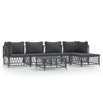 vidaXL 6 Piece Patio Lounge Set with Cushions Anthracite Steel