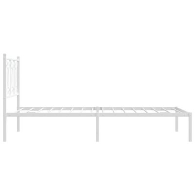 vidaXL Metal Bed Frame without Mattress with Headboard White 39.4"x78.7"