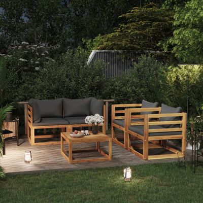 vidaXL 5 Piece Patio Lounge Set with Cushion Solid Acacia Wood