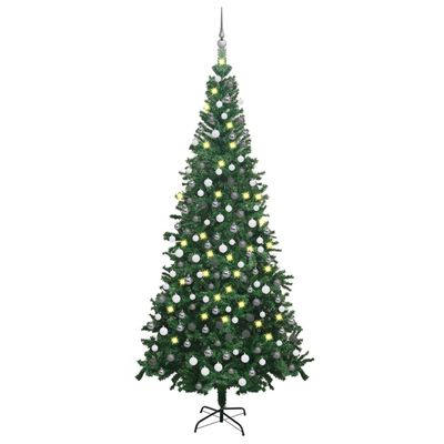 vidaXL Artificial Pre-lit Christmas Tree with Ball Set L 94.5" Green