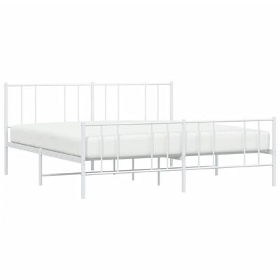 vidaXL Metal Bed Frame without Mattress with Footboard White 72"x83.9"