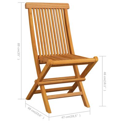 vidaXL Patio Chairs with Cream Cushions 6 pcs Solid Teak Wood