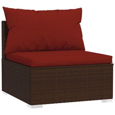 vidaXL 13 Piece Patio Lounge Set with Cushions Brown Poly Rattan