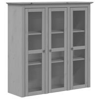 vidaXL Cabinet with Glass Doors BODO Gray Solid Wood Pine