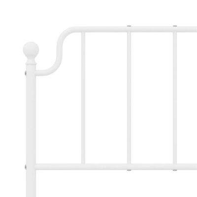 vidaXL Metal Bed Frame without Mattress with Headboard White 53.1"x74.8"