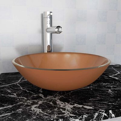 vidaXL Basin Tempered Glass 16.5" Brown