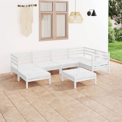 vidaXL 7 Piece Patio Lounge Set Solid Pinewood White