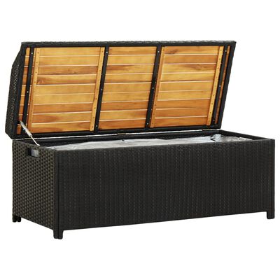 vidaXL Patio Storage Bench 47.2" Poly Rattan Black