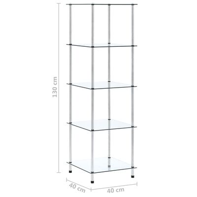 vidaXL 5-Tier Shelf Transparent 15.7"x15.7"x51.2" Tempered Glass