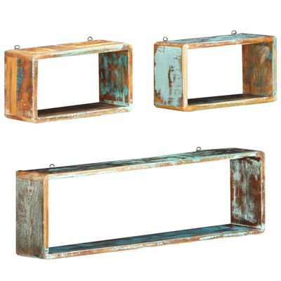 vidaXL 3 Piece Wall Cube Shelf Set Solid Reclaimed Wood