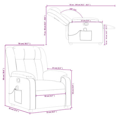 vidaXL Massage Recliner Chair Light Gray Fabric