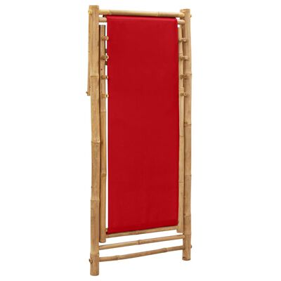 vidaXL Deck Chair Bamboo and Canvas Red