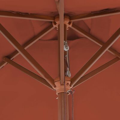 vidaXL Garden Parasol with Wooden Pole 59.1"x78.7" Terracotta