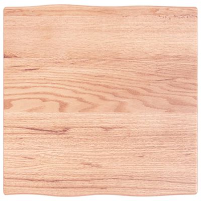 vidaXL Table Top Light Brown 23.6"x23.6"x0.8" Treated Solid Wood Oak Live Edge