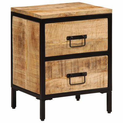 vidaXL Bed Cabinet with 2 Drawers 15.7"x13.8"x20.9" Solid Rough Wood Mango