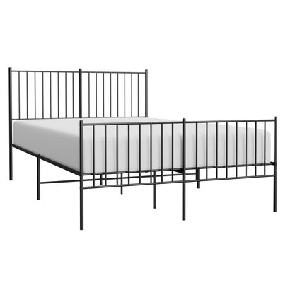 vidaXL Metal Bed Frame with Headboard and Footboard Black 53.9"x74.8" Full