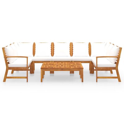 vidaXL 9 Piece Patio Lounge Set with Cushion Cream Solid Acacia Wood