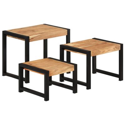 vidaXL Nesting Tables 3 pcs Solid Wood