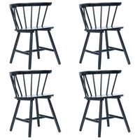 vidaXL Dining Chairs 4 pcs Black Solid Rubber Wood