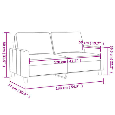 vidaXL 2-Seater Sofa Dark Gray 47.2" Fabric