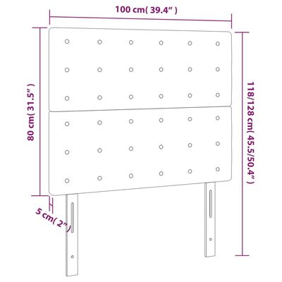 vidaXL LED Headboard Light Gray 39.4"x2"x46.5"/50.4" Fabric