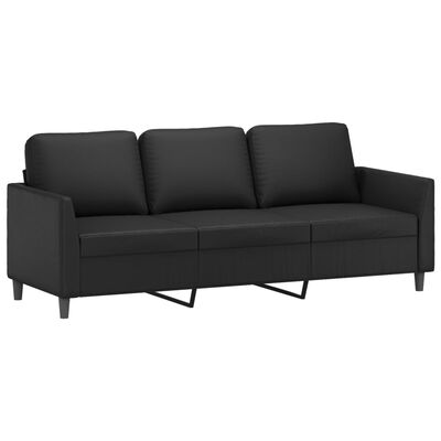 vidaXL 3 Piece Sofa Set with Cushions Black Faux Leather