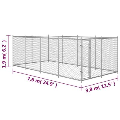 vidaXL Outdoor Dog Kennel 24.9'x12.5'x6.2'