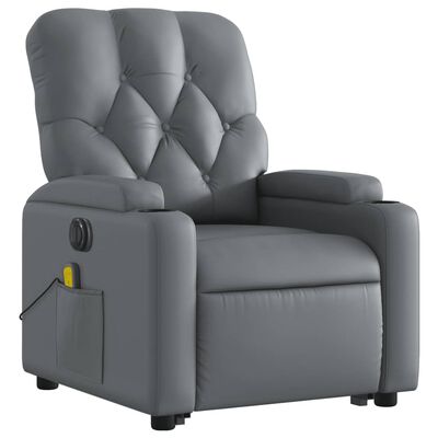 vidaXL Electric Stand up Massage Recliner Chair Gray Faux Leather