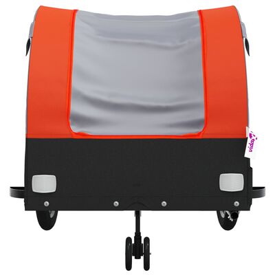 vidaXL Bike Trailer Black and Orange 99.2 lb Iron