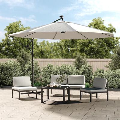 vidaXL Cantilever Garden Parasol with LED Lights and Metal Pole 137.8" Sand