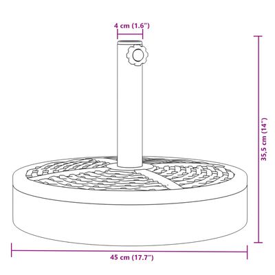 vidaXL Parasol Base for Ø1.5"/1.9" Poles 55.1 lb Round