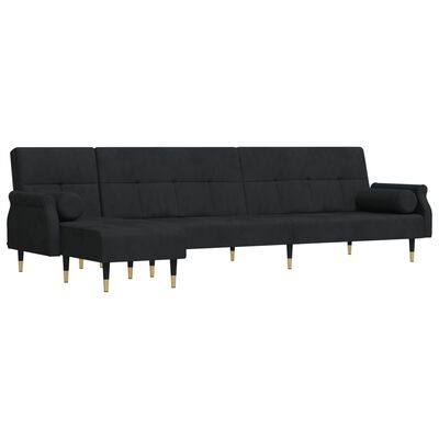 vidaXL L-shaped Sofa Bed Black 106.7"x55.1"x27.6" Velvet