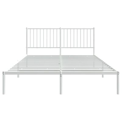 vidaXL Metal Bed Frame without Mattress with Headboard White 59.1"x78.7"