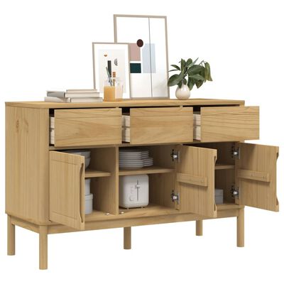 vidaXL Sideboard FLORO Wax Brown 44.9"x16.9"x29.1" Solid Wood Pine