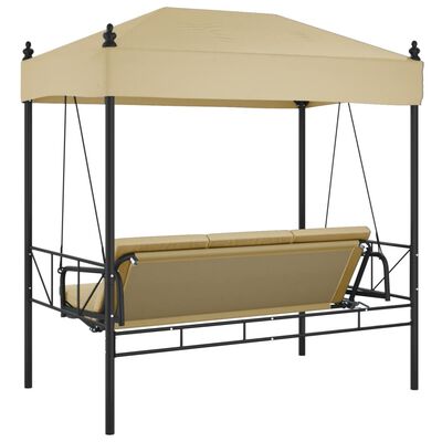 vidaXL Patio Swing Bench with Canopy Sand Steel