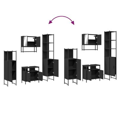 vidaXL 4 Piece Bathroom Furniture Set Black Engineered Wood