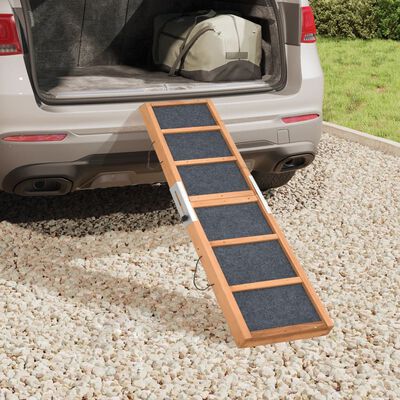 vidaXL Dog Ramp Gray 47.2"x11.8" Solid Wood Fir