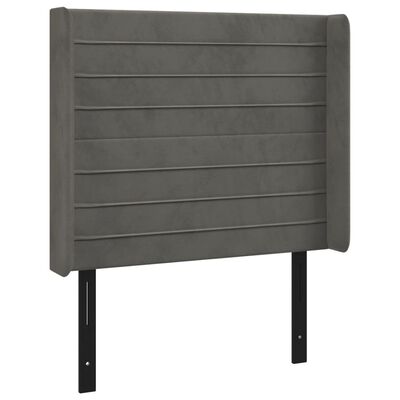 vidaXL LED Headboard Dark Gray 40.6"x6.3"x46.5"/50.4" Velvet