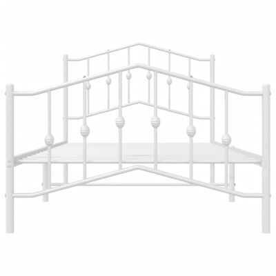 vidaXL Metal Bed Frame without Mattress with Footboard White 39.4"x74.8"