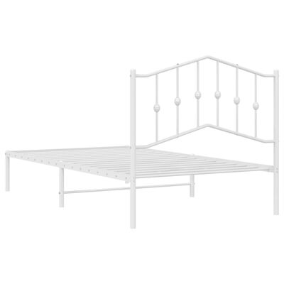 vidaXL Metal Bed Frame without Mattress with Headboard White 39.4"x74.8"