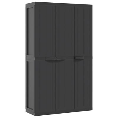 vidaXL Outdoor Storage Cabinet Black 38.2"x14.6"x65" PP