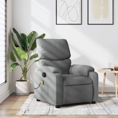 vidaXL Massage Recliner Chair Light Gray Fabric